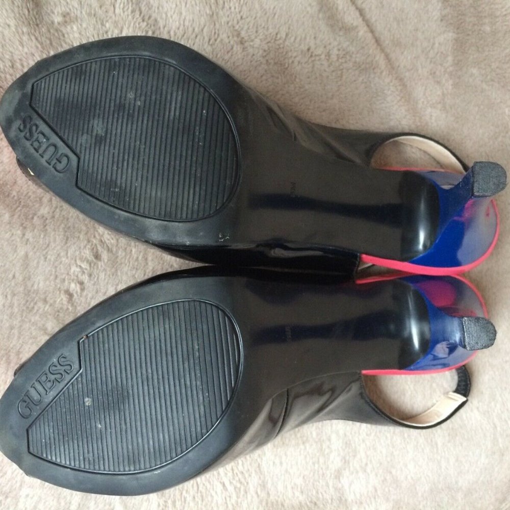 Slingback Peep Toe Pumps Shoes Neon Color Block 8 - Picture 11 of 12